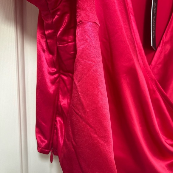 NWT Rachel Zoe Hot Pink Satin Drape Blouse M - Picture 6 of 12